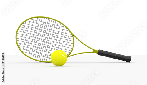 Tennis racket rendered isolated on white © pupes1