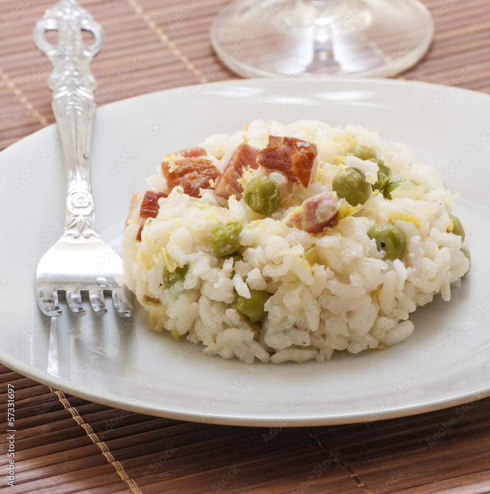 lemon risotto with bacon and peas lemon risotto with bacon and peas