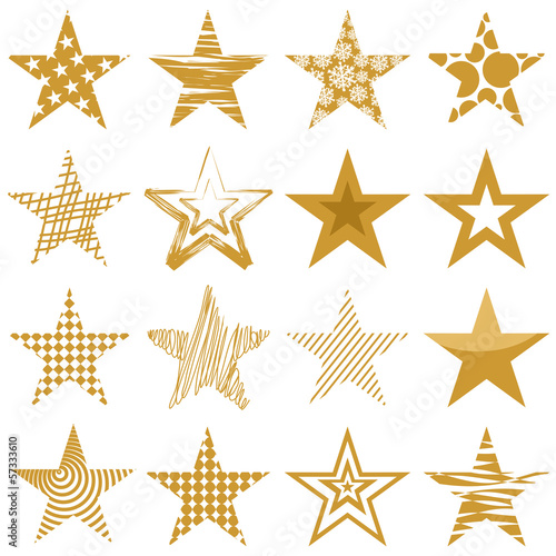 Set mit 16 goldenen Sternen