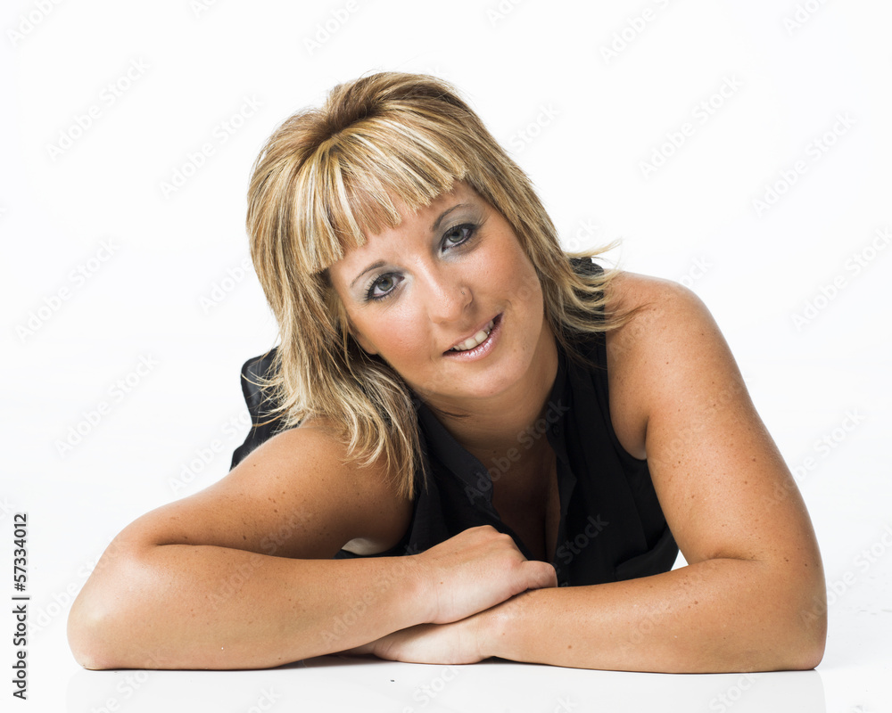 real middle aged woman laying on white floor real middle aged woman laying on white floor