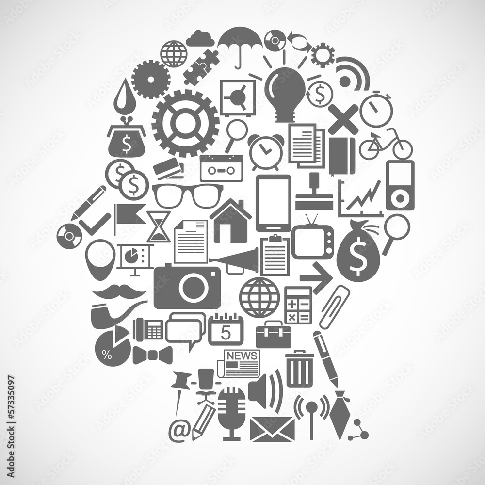 Silhouette of a man consists of icons Silhouette of a man consists of icons