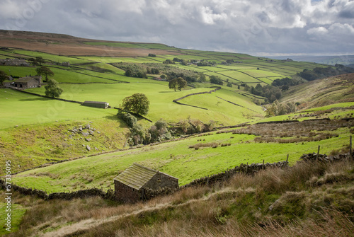 yorkshire dales stone shepherd hut above valley