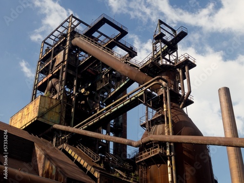 Old rusty industry pipes in Ostrava Vitkovice region