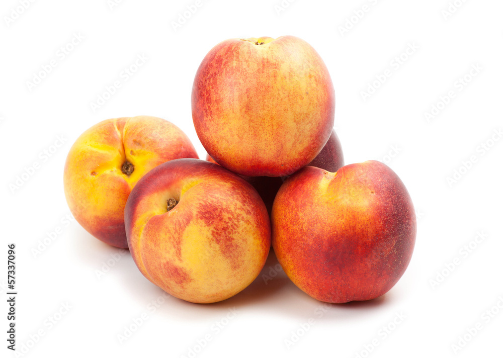 Ripe peaches fruits isolated on white Ripe peaches fruits isolated on white