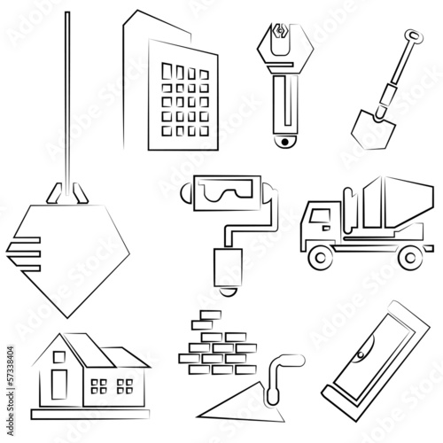 sketched construction icons photo