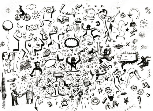 People hand drawn doodle