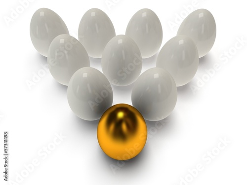 3d shiny golden and white eggs