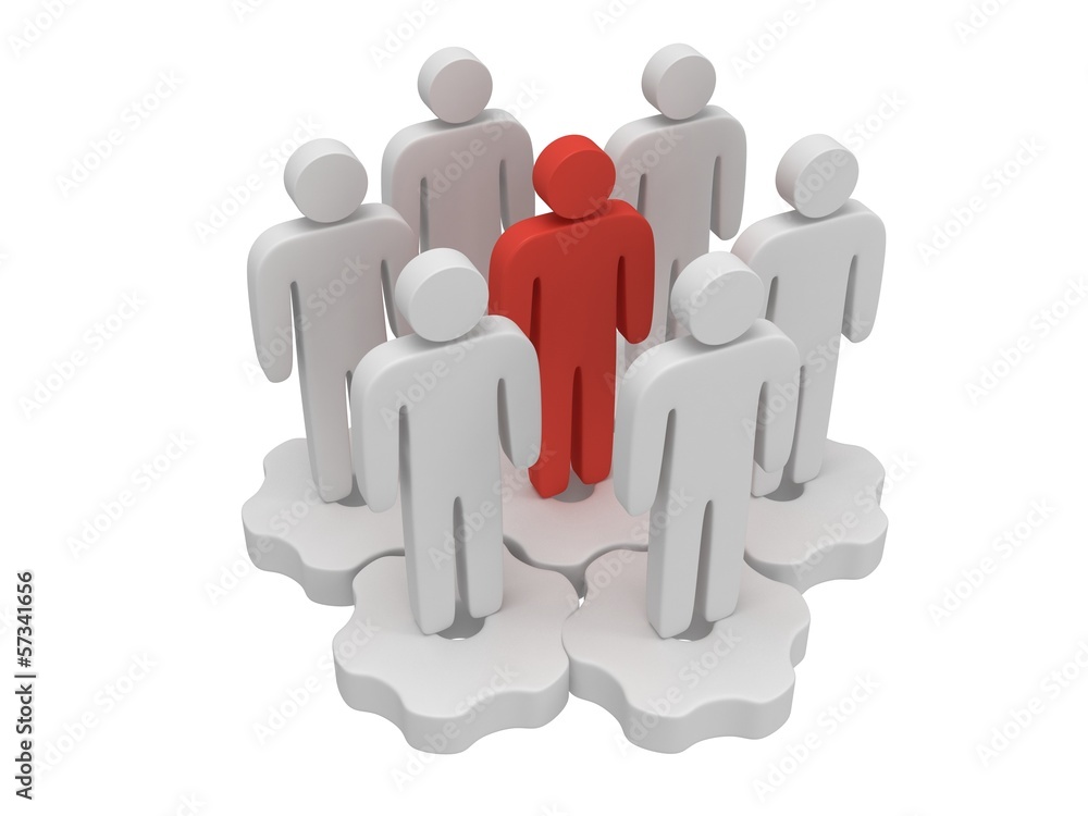 Teamwork. Group of stylized people stand on gears. Teamwork. Group of stylized people stand on gears.