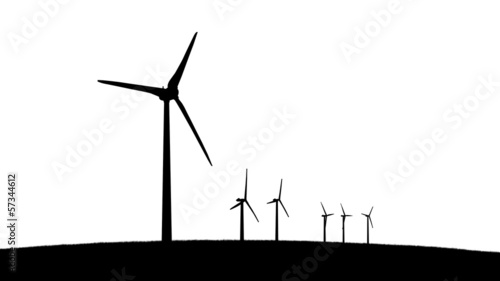 group of aeolian windmills silhouettes