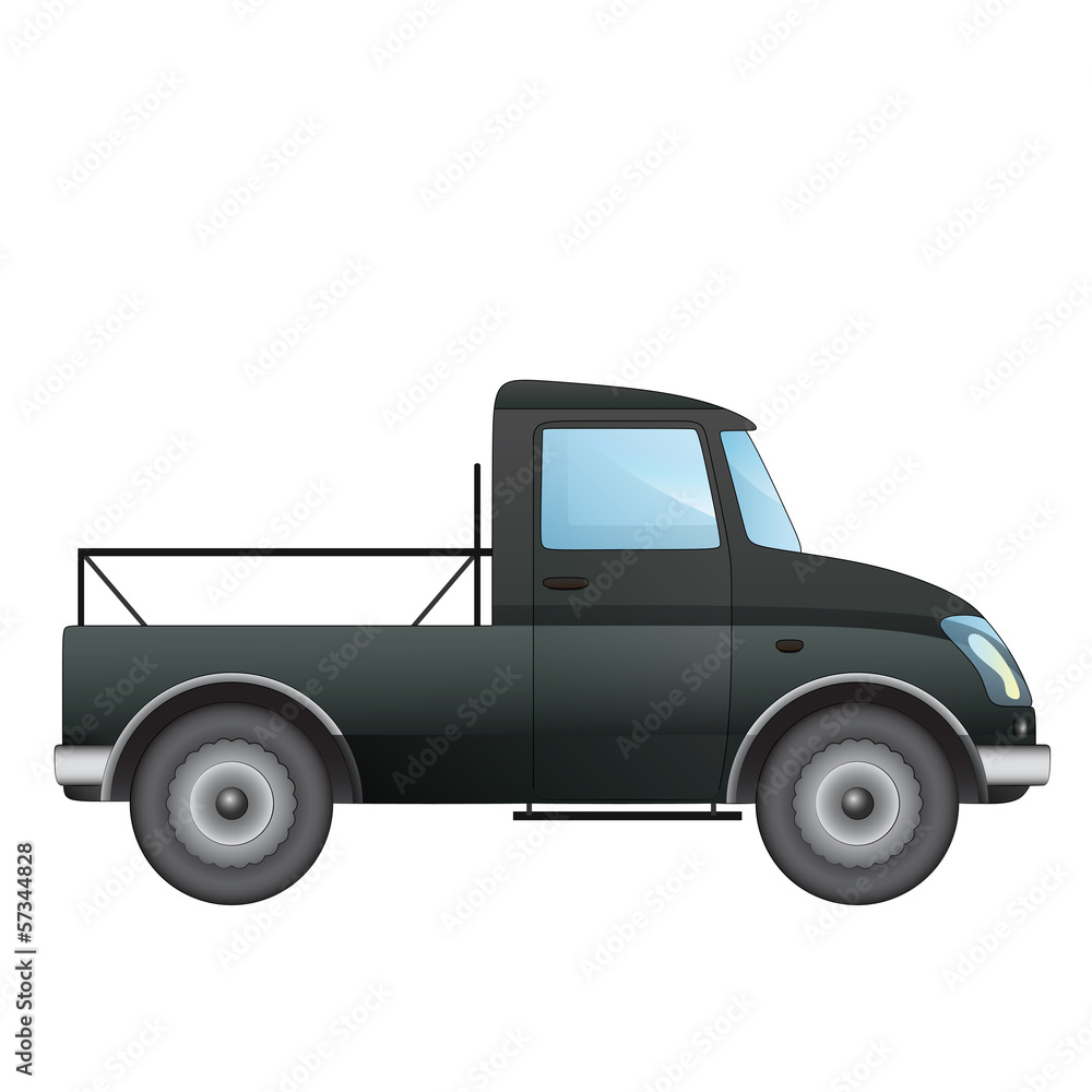 isolated empty pick up car vector drawing on white