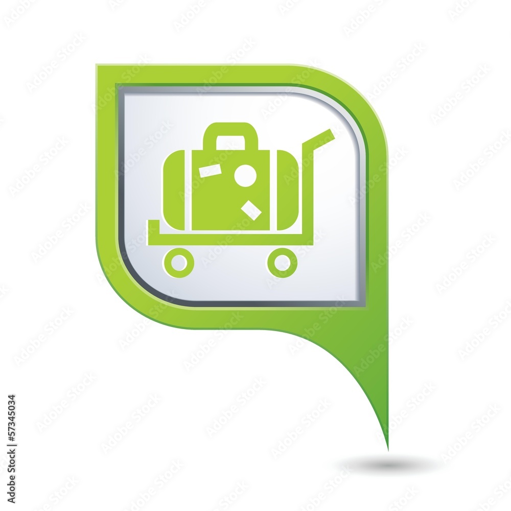 Map pointer with suitcase icon Map pointer with suitcase icon