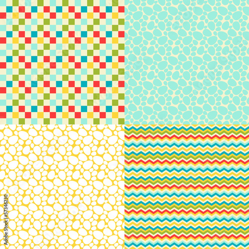 Happy Easter set of seamless patterns.