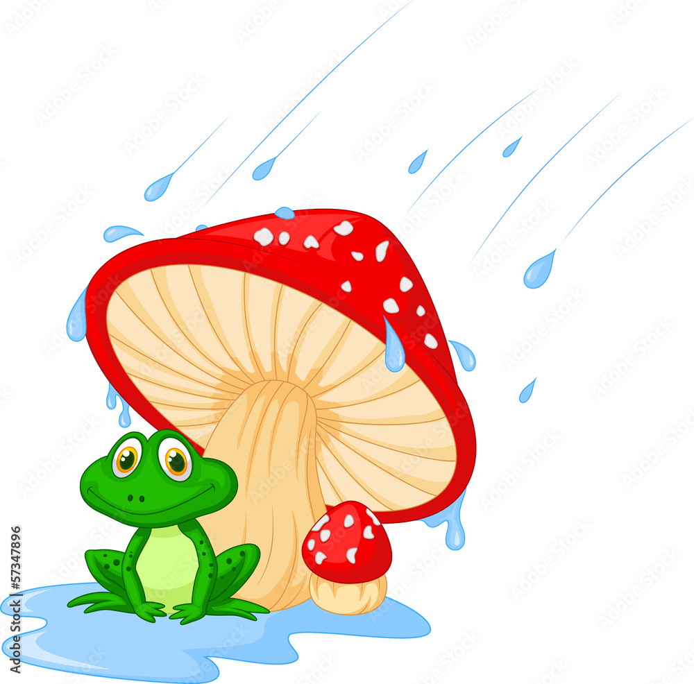 Fototapeta premium Illustration of mushroom with a toad