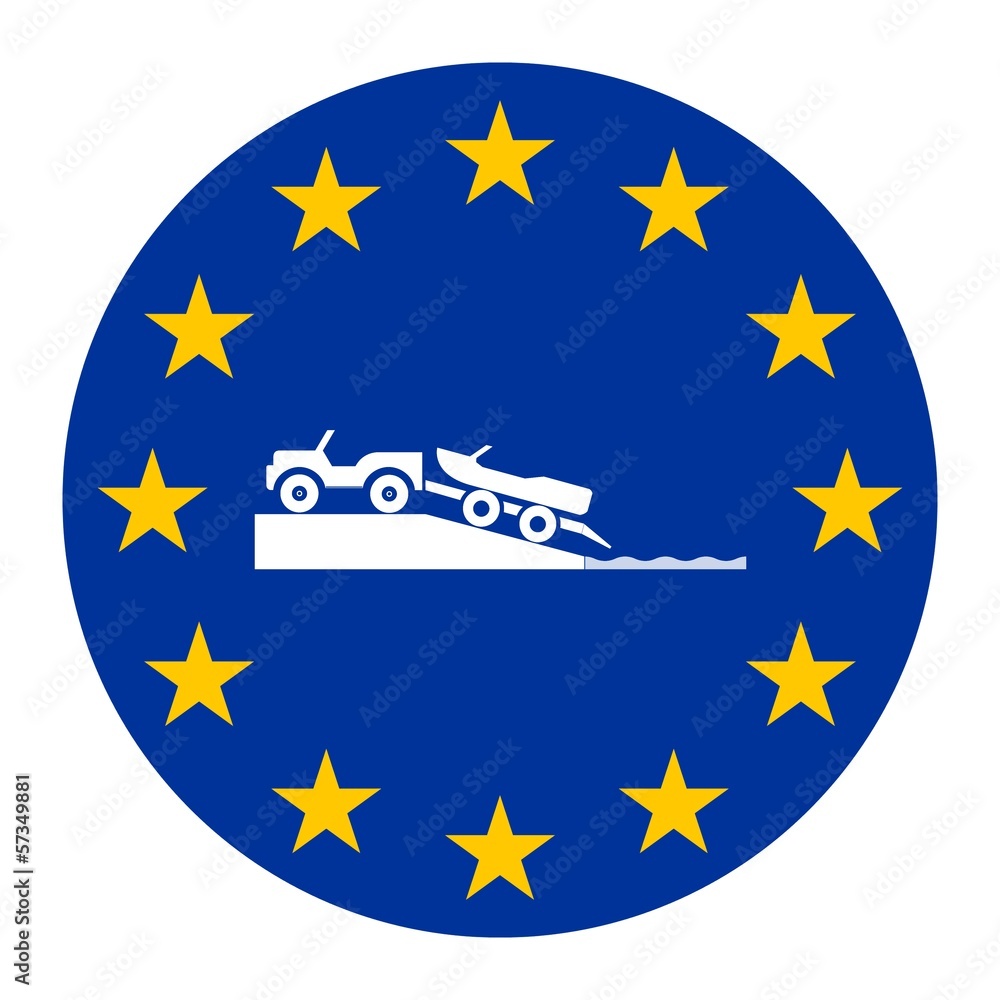 Remorque de bateau dans un drapeau européen Remorque de bateau dans un drapeau européen
