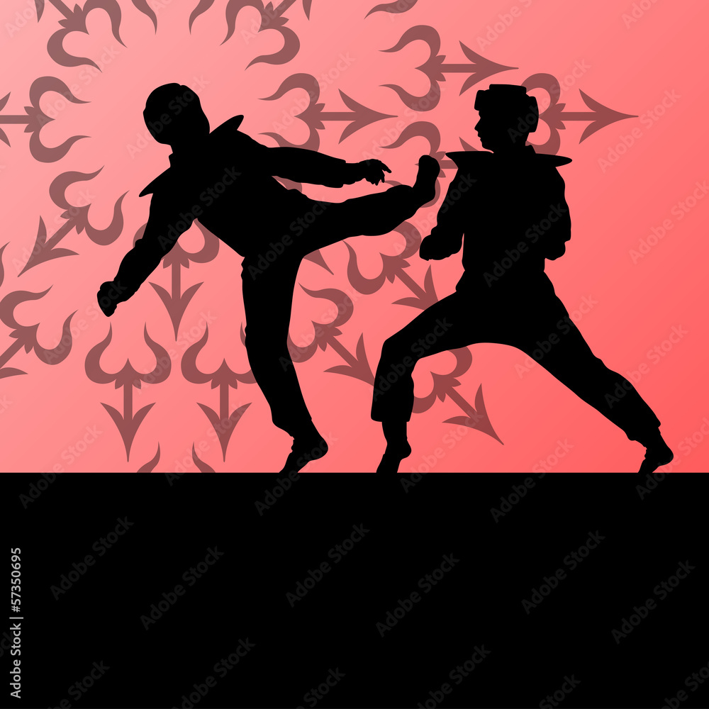 Active tae kwon do martial arts fighters combat fighting and kic Active tae kwon do martial arts fighters combat fighting and kic