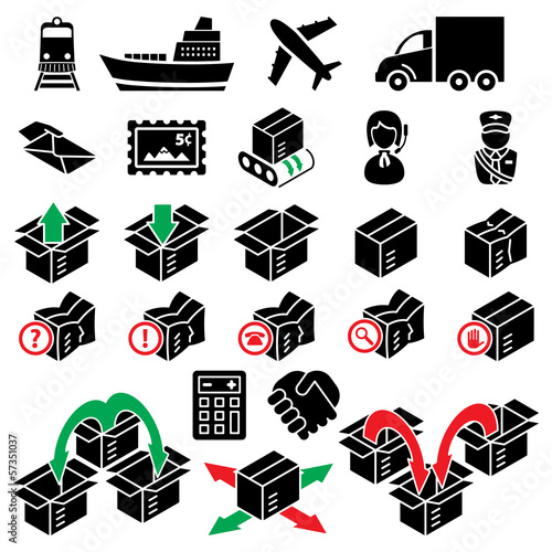 vector parcel delivery icon set