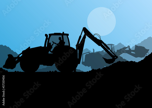 Excavator loaders, hydraulic pile drilling machines, tractors an