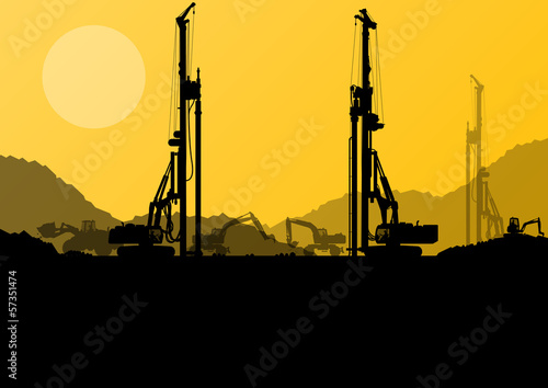 Excavator loaders, hydraulic pile drilling machines, tractors an