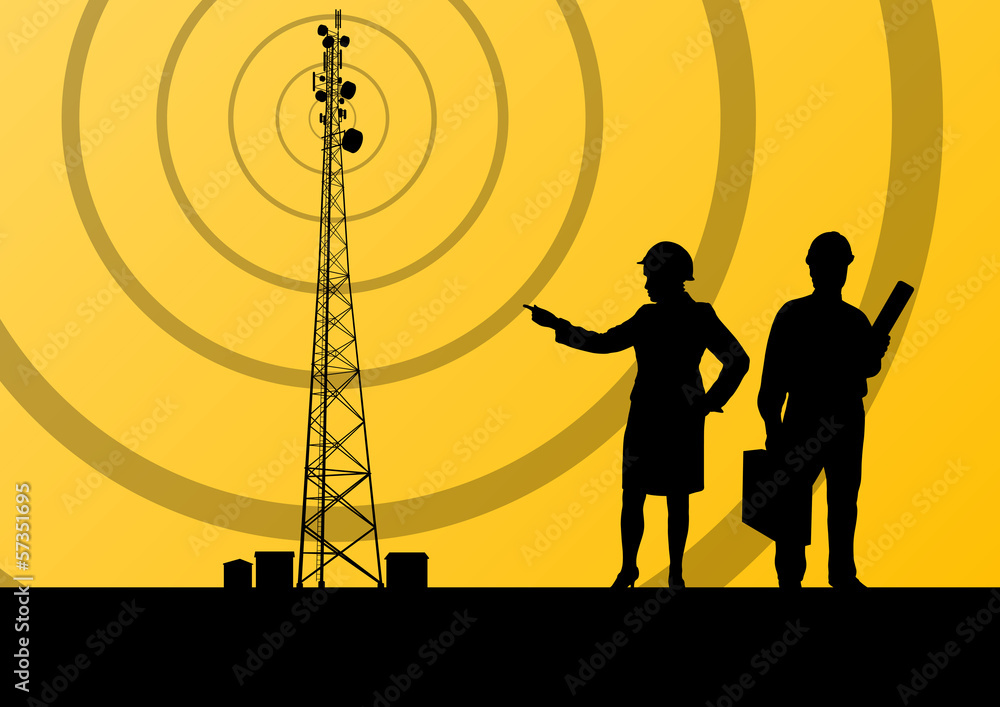 Fototapeta premium Telecommunications radio tower or mobile phone base station with