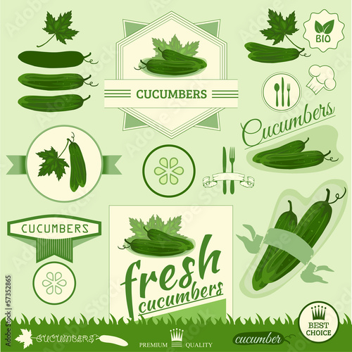 cucumber, vegetables, food label,background packaging design