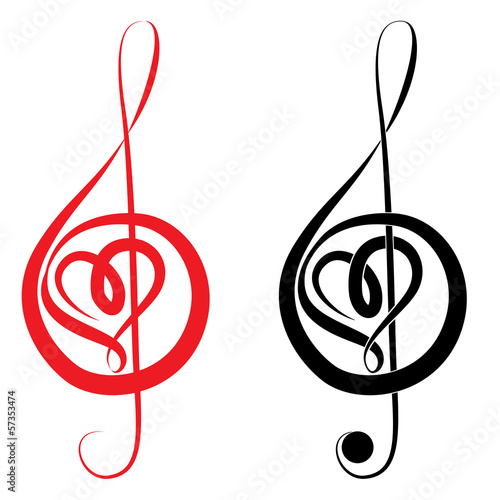 Heart of treble clef and bass clef