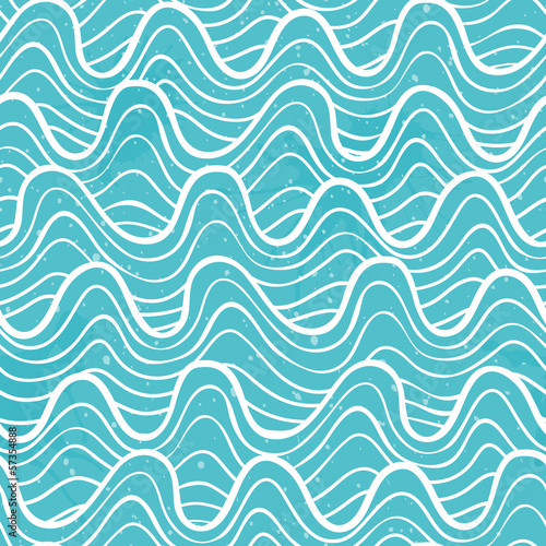 Seamless pattern with ocean waves in a decorative style