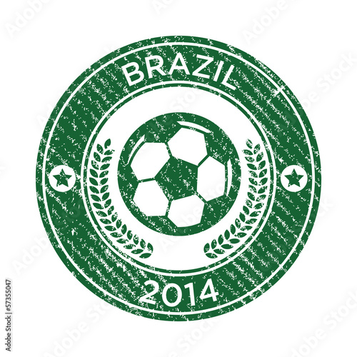 Grunge Brazil soccer rubber stamp emblem