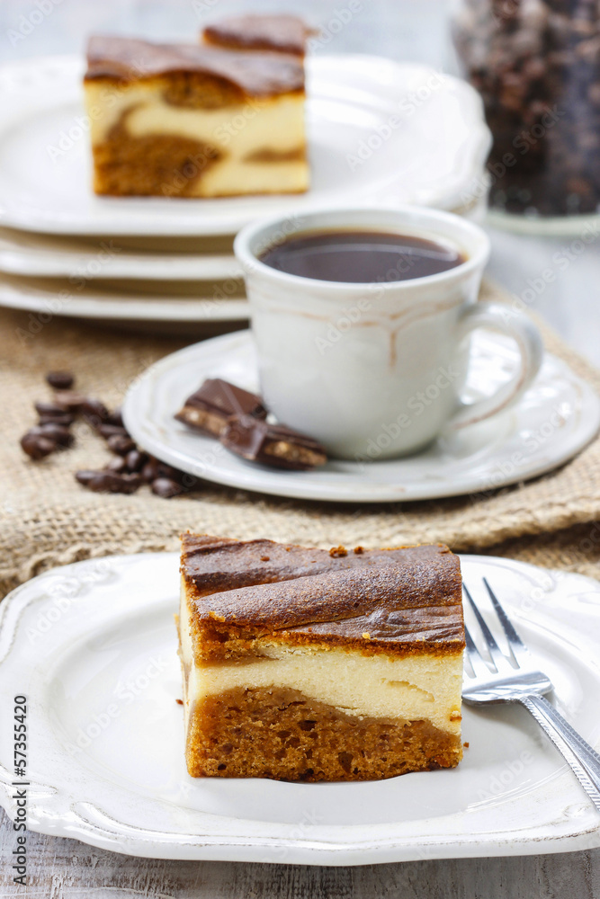 Piece of toffee and vanilla cake Piece of toffee and vanilla cake