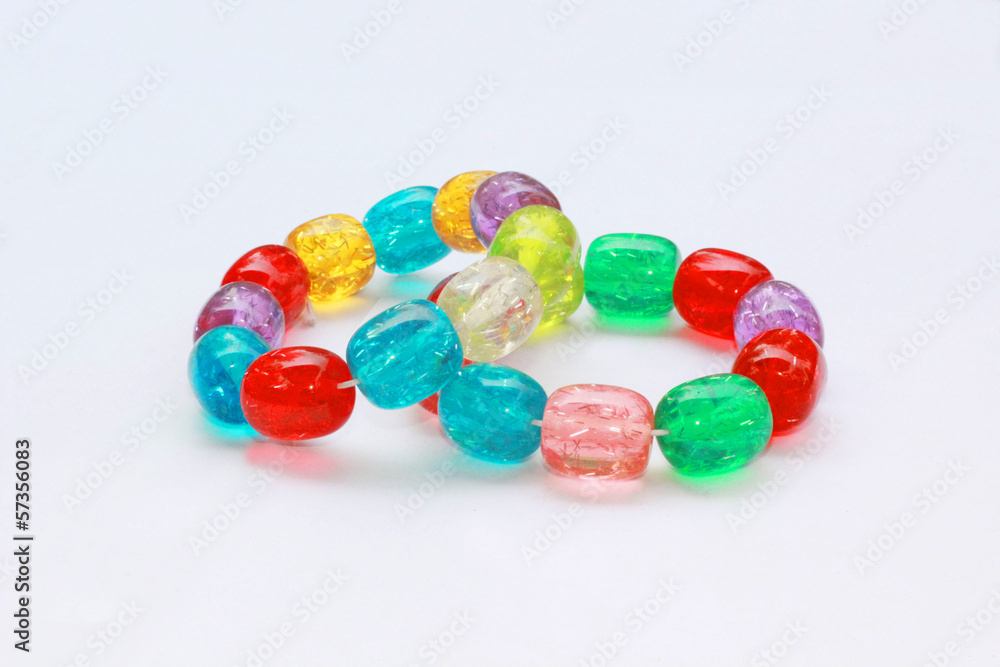 Multicolor Beads with Glitter Isolated on White Background Multicolor Beads with Glitter Isolated on White Background