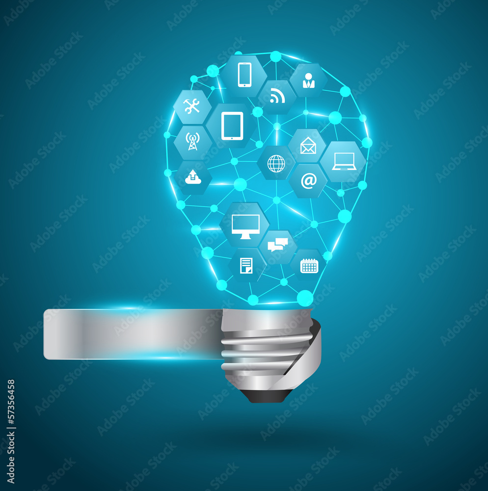 Vector light bulb with technology business network Vector light bulb with technology business network