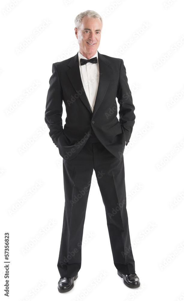 Man In Tuxedo Standing With Hands In Pocket Man In Tuxedo Standing With Hands In Pocket