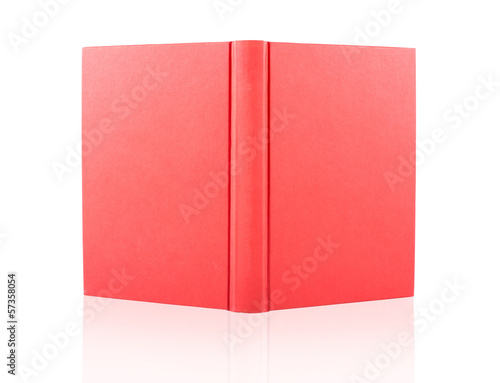 red cover opened book