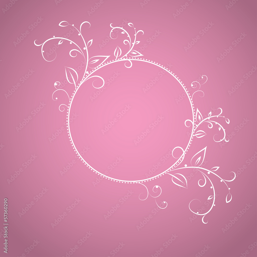 Frame from curls and patterns on pink background vector Frame from curls and patterns on pink background vector