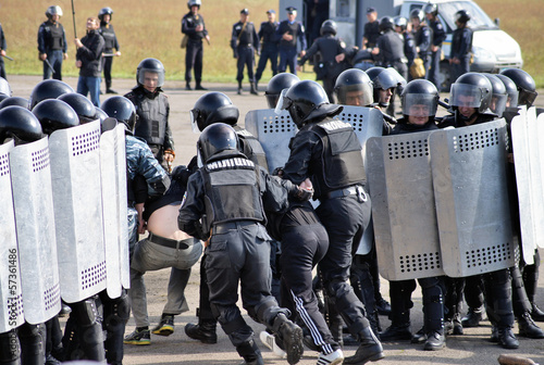 Kiev, UKRAINE - SEPTEMBER 23: Ukrainian police to prevent distur