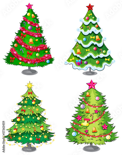 Four christmas trees