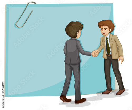 Two businessmen in front of the empty template