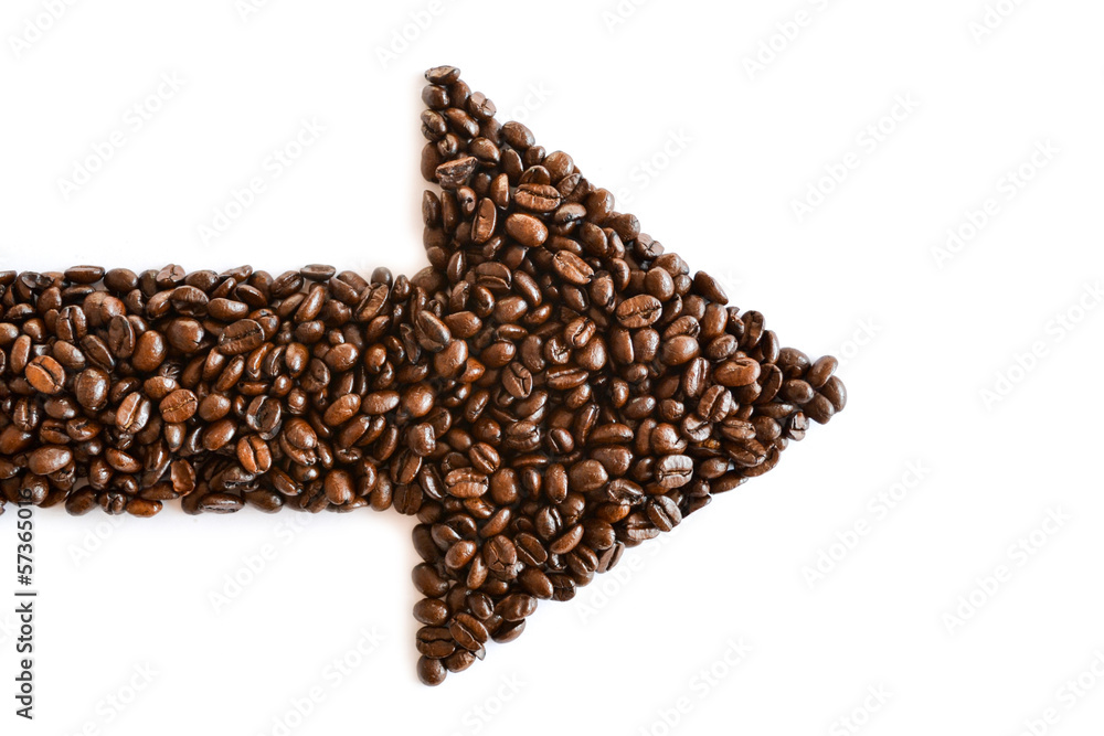 Obraz premium Pfeil aus Kaffeebohnen