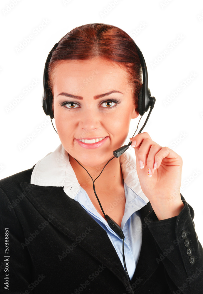 Call center operator isolated on white. Customer support Call center operator isolated on white. Customer support