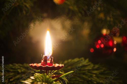 Candle on christmas tree