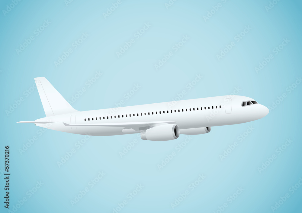 Plane in blue background