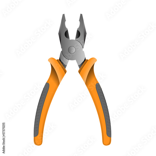 Orange pliers isolated on white