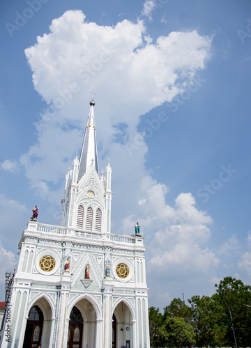 White cathelic church in Samutsongkram Thailand photo