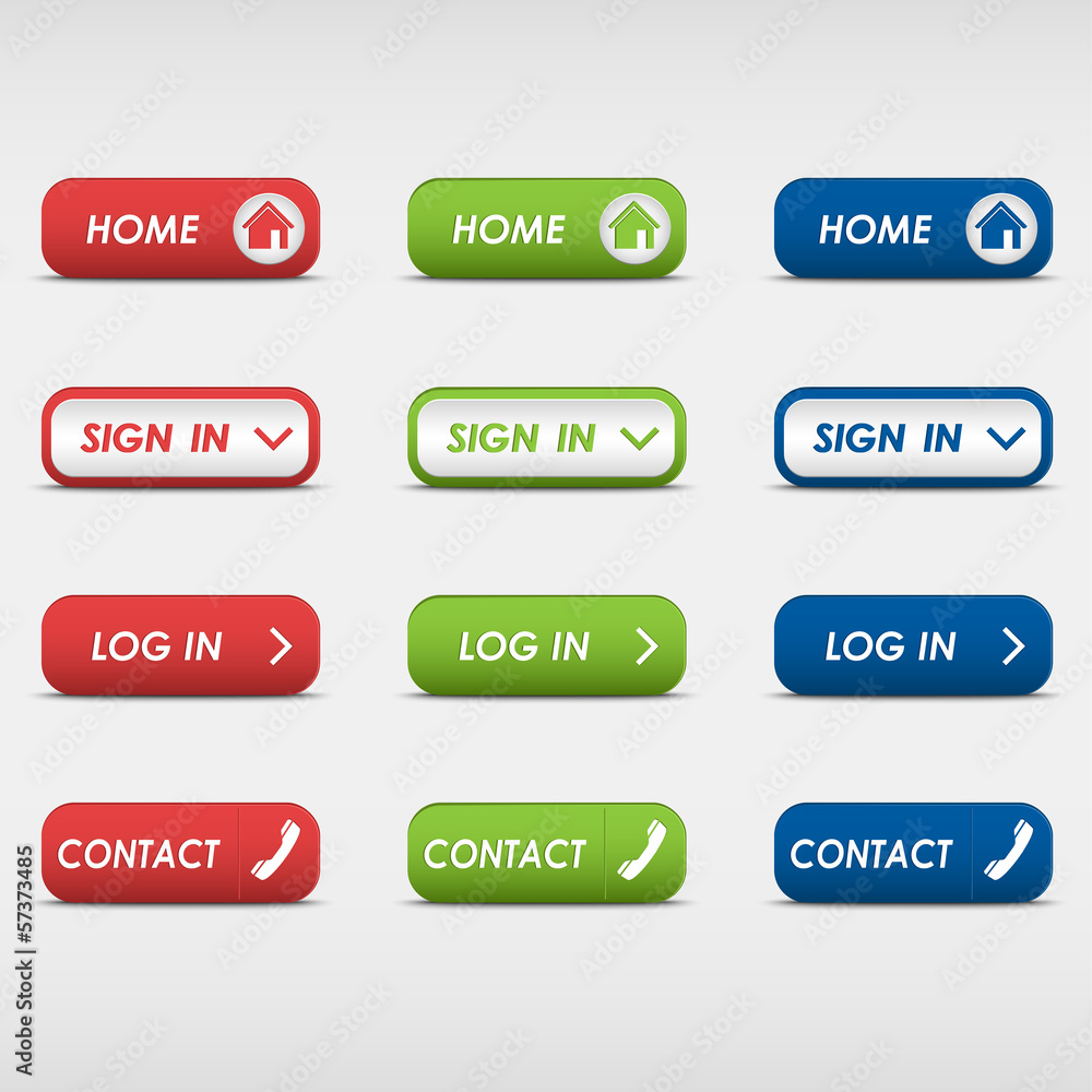 Set of colored rectangular web buttons Set of colored rectangular web buttons