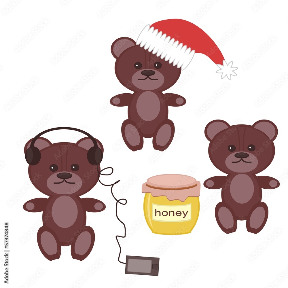 Obraz premium three nice bears on wgite background