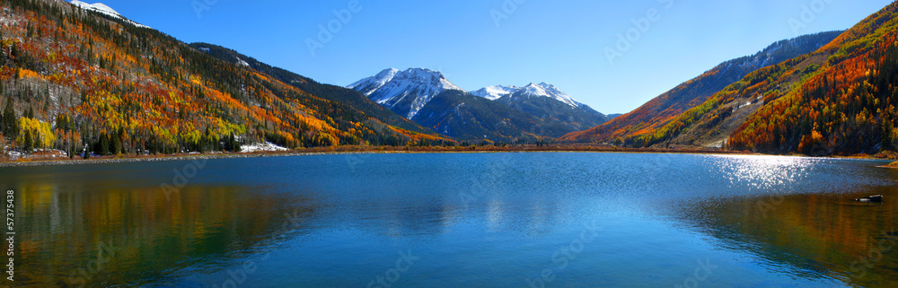 Panoramic view of beautiful crystal lake in Colorado