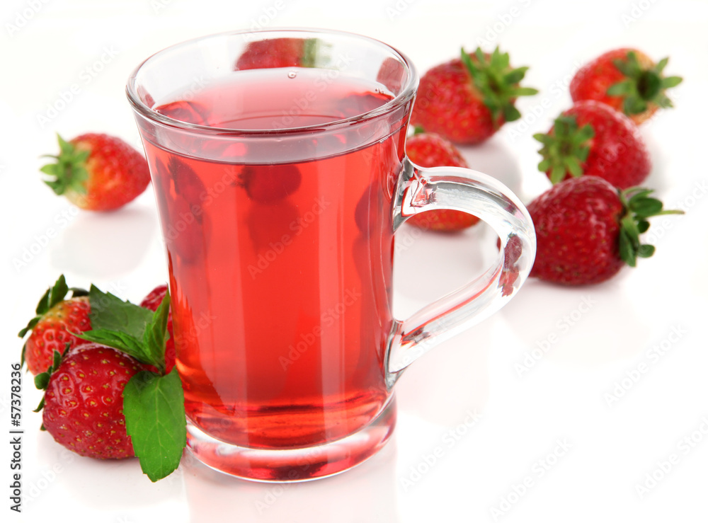 Delicious strawberry tea isolated on white Delicious strawberry tea isolated on white