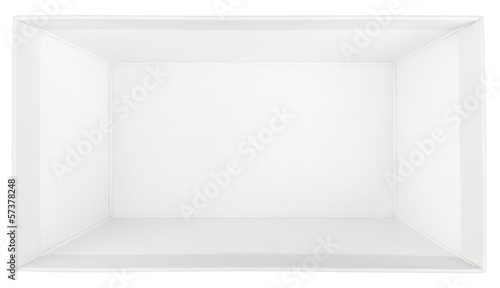Top view of empty shoe box isolated on white with clipping path