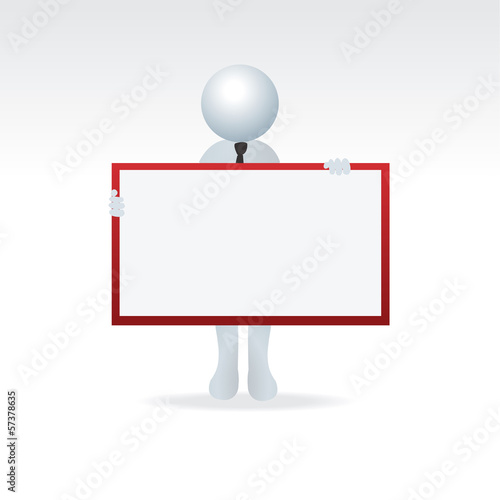 3d human holding blank sign