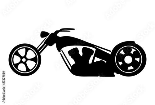 Black motorcycle silhouette isolated on white background