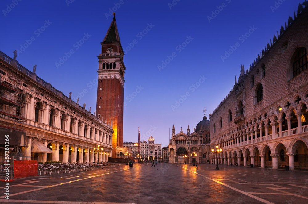 San Marco square after sunset. Venice, Italy